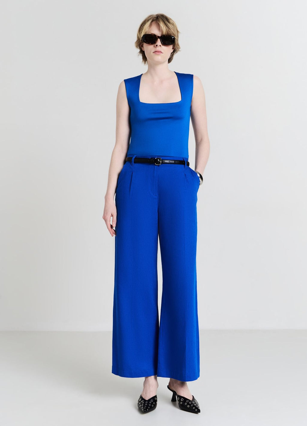 Pantaloni a palazzo misto lino