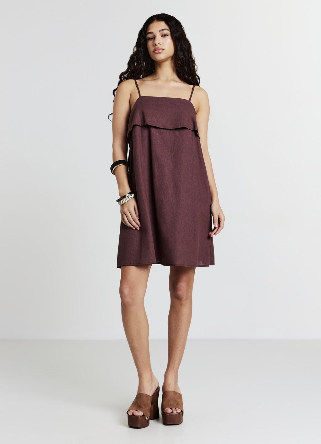 Vestito corto misto lino