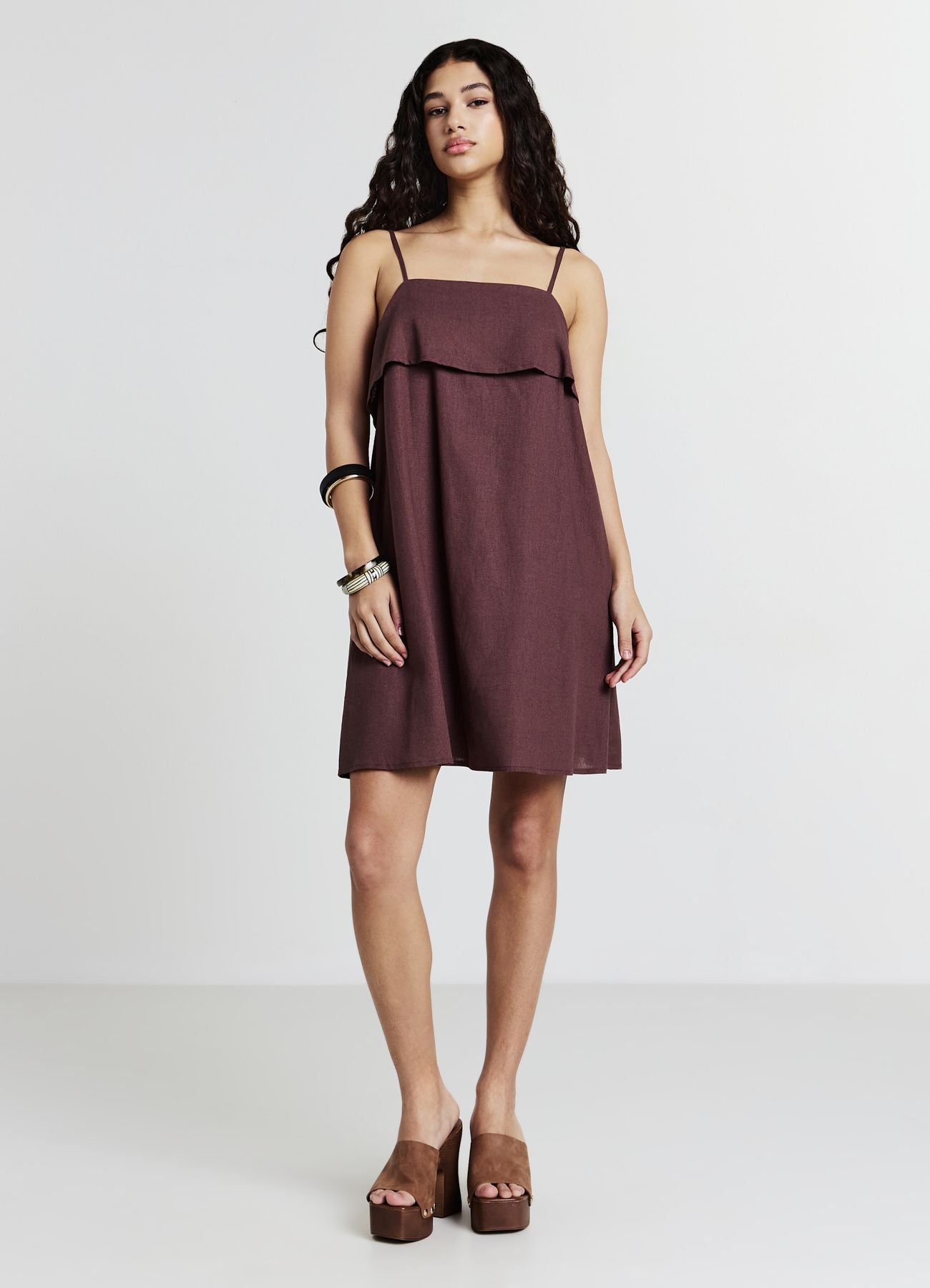 Vestito corto misto lino