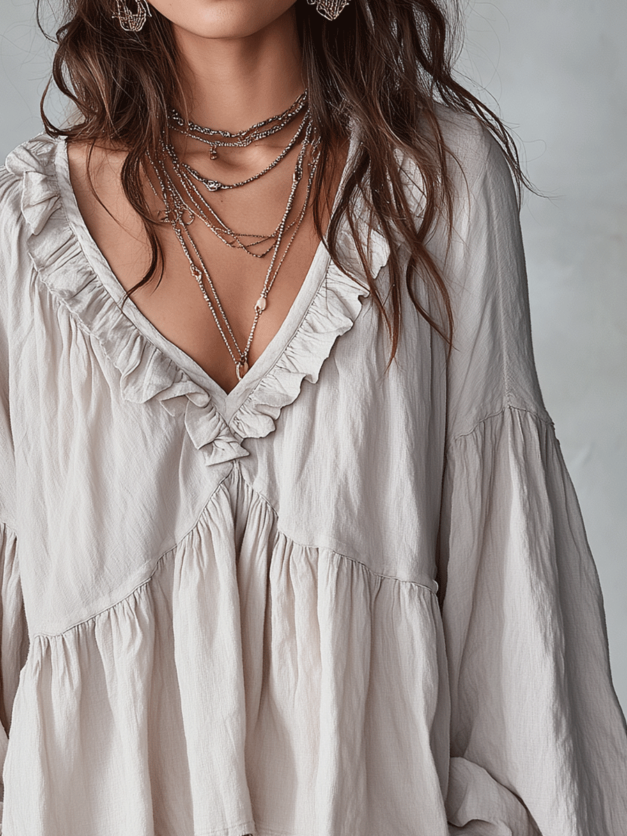 Camicetta bohemiana leggera ispirata al vintage
