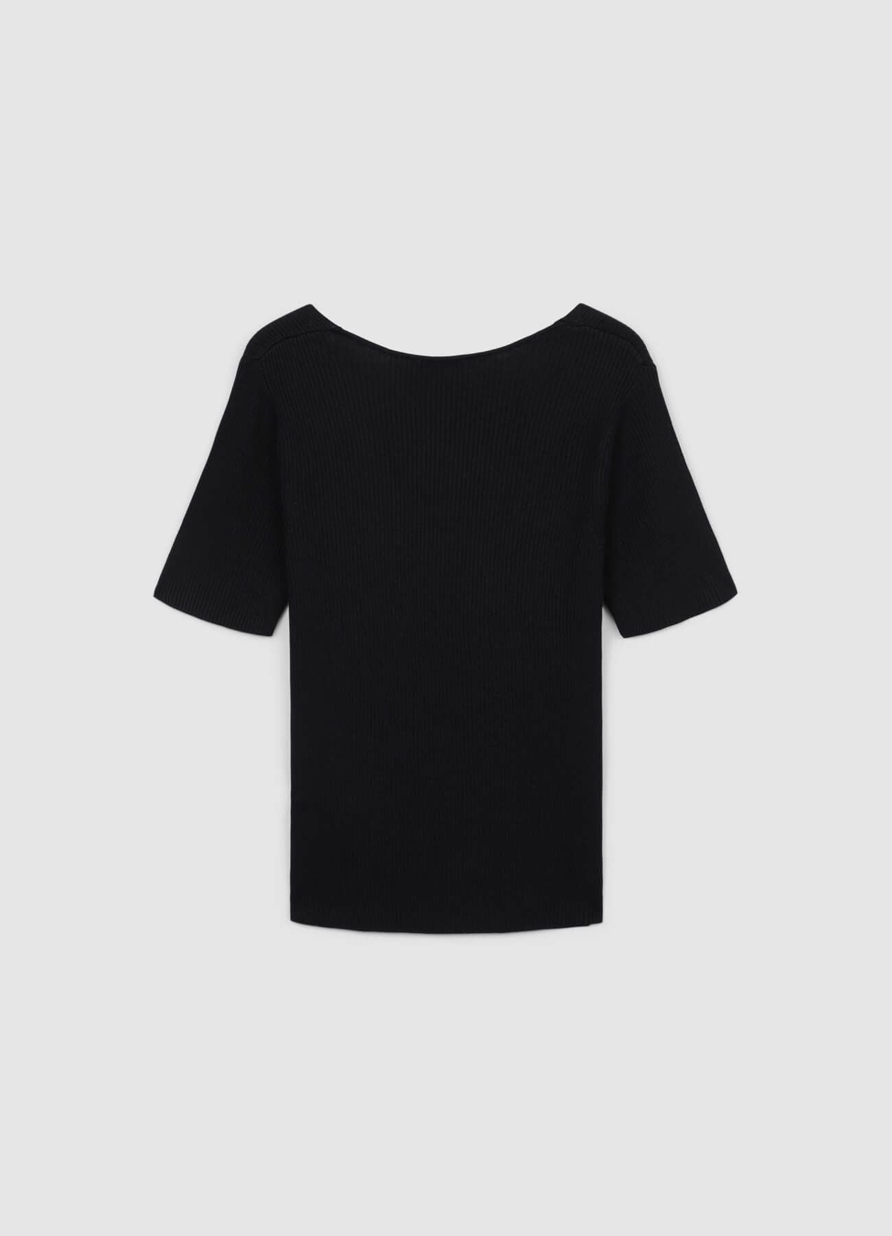 T-shirt scollo V a costine