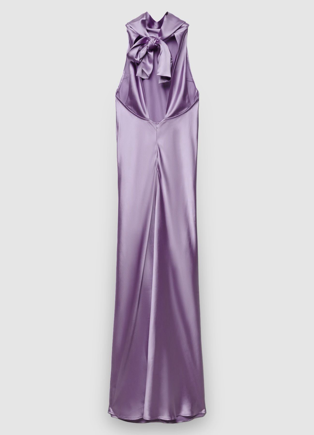 Abito lungo similsatin con collo all’americana