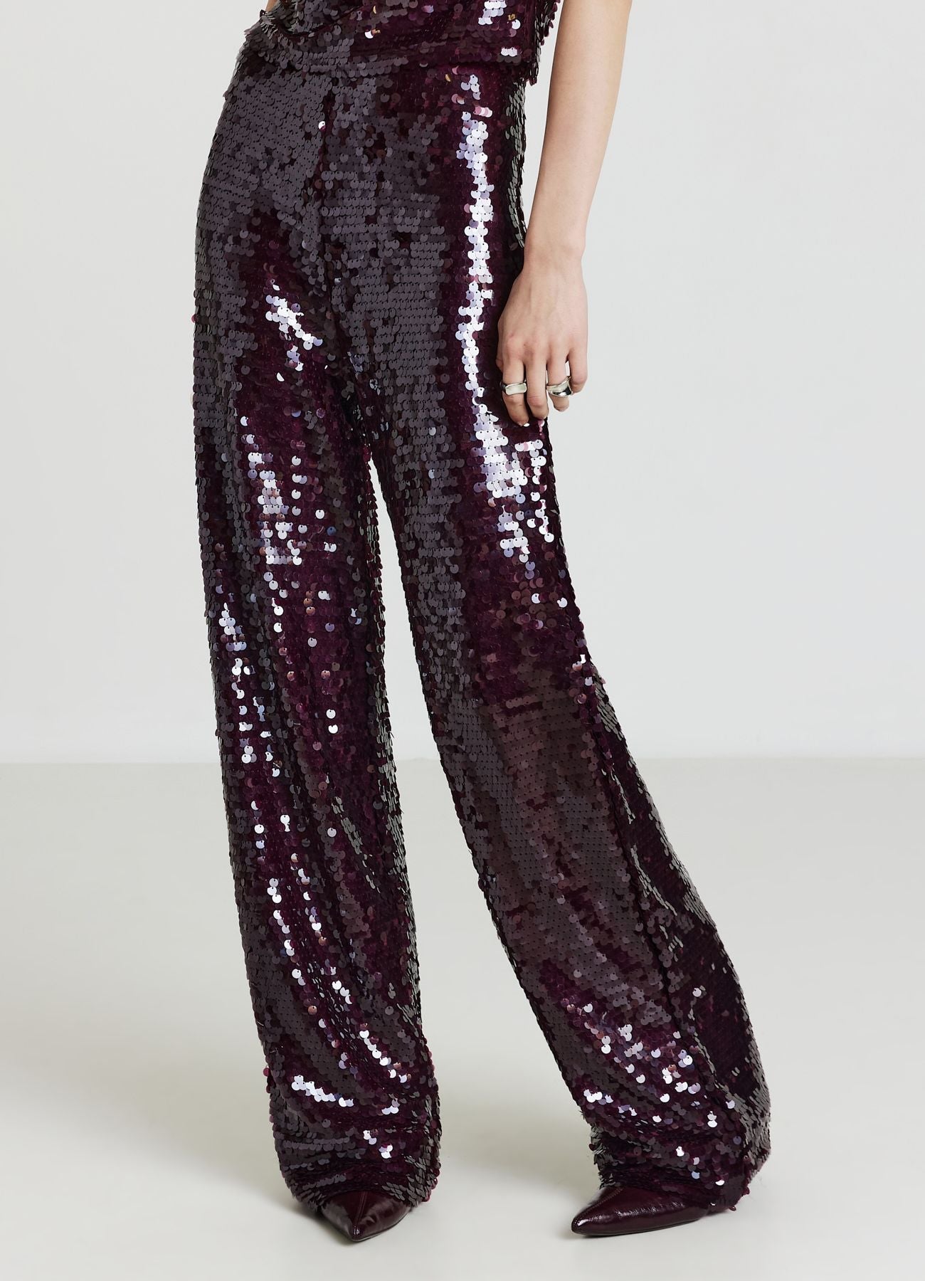 Pantaloni palazzo con paillettes