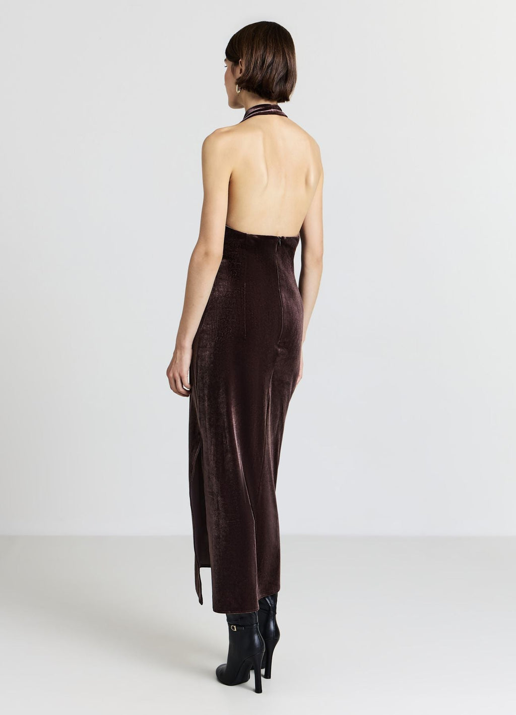 Vestito lungo con scollo drappeggiato