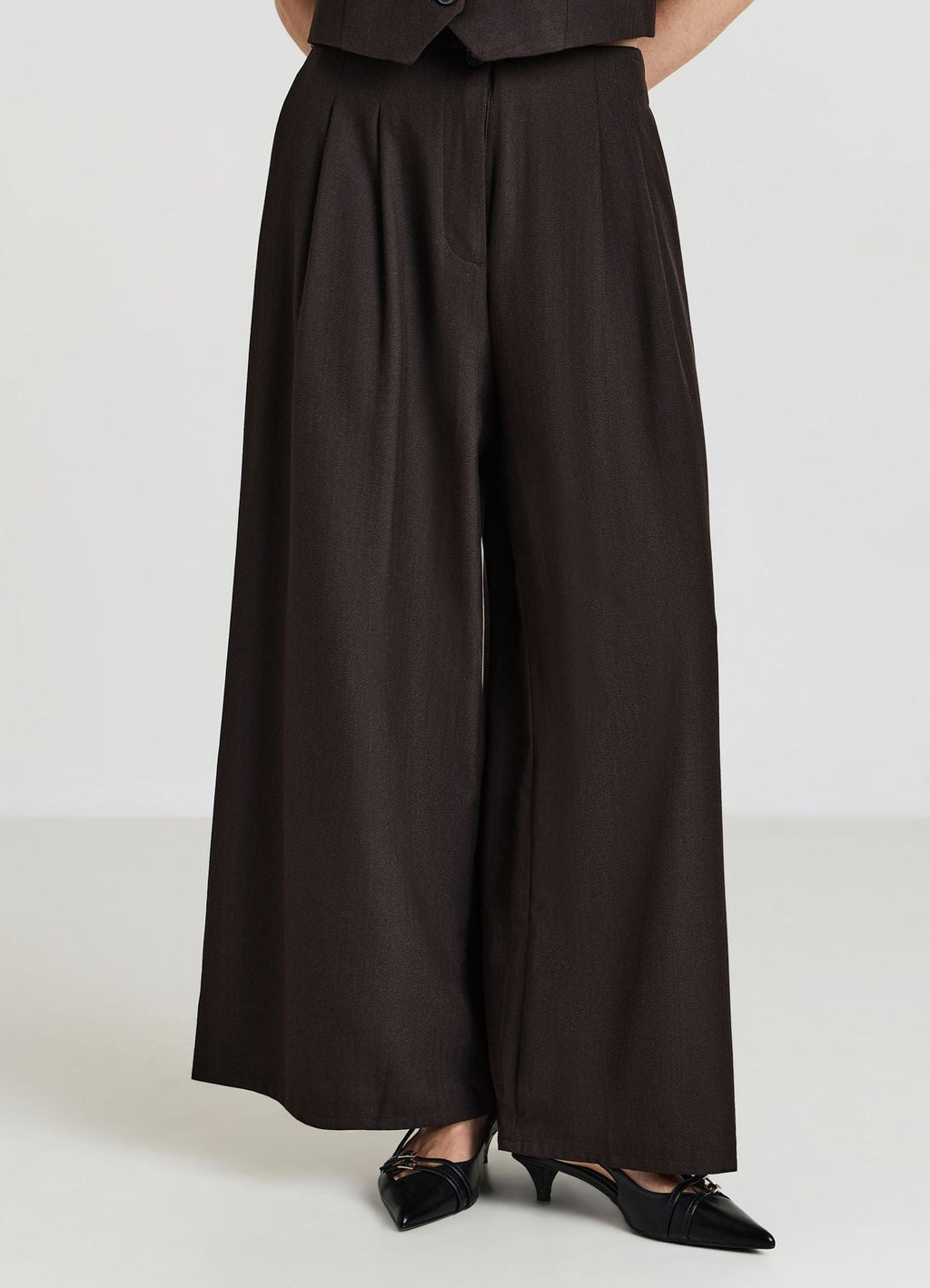 Pantaloni crop wide spinato