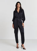 Pantaloni cargo similsatin