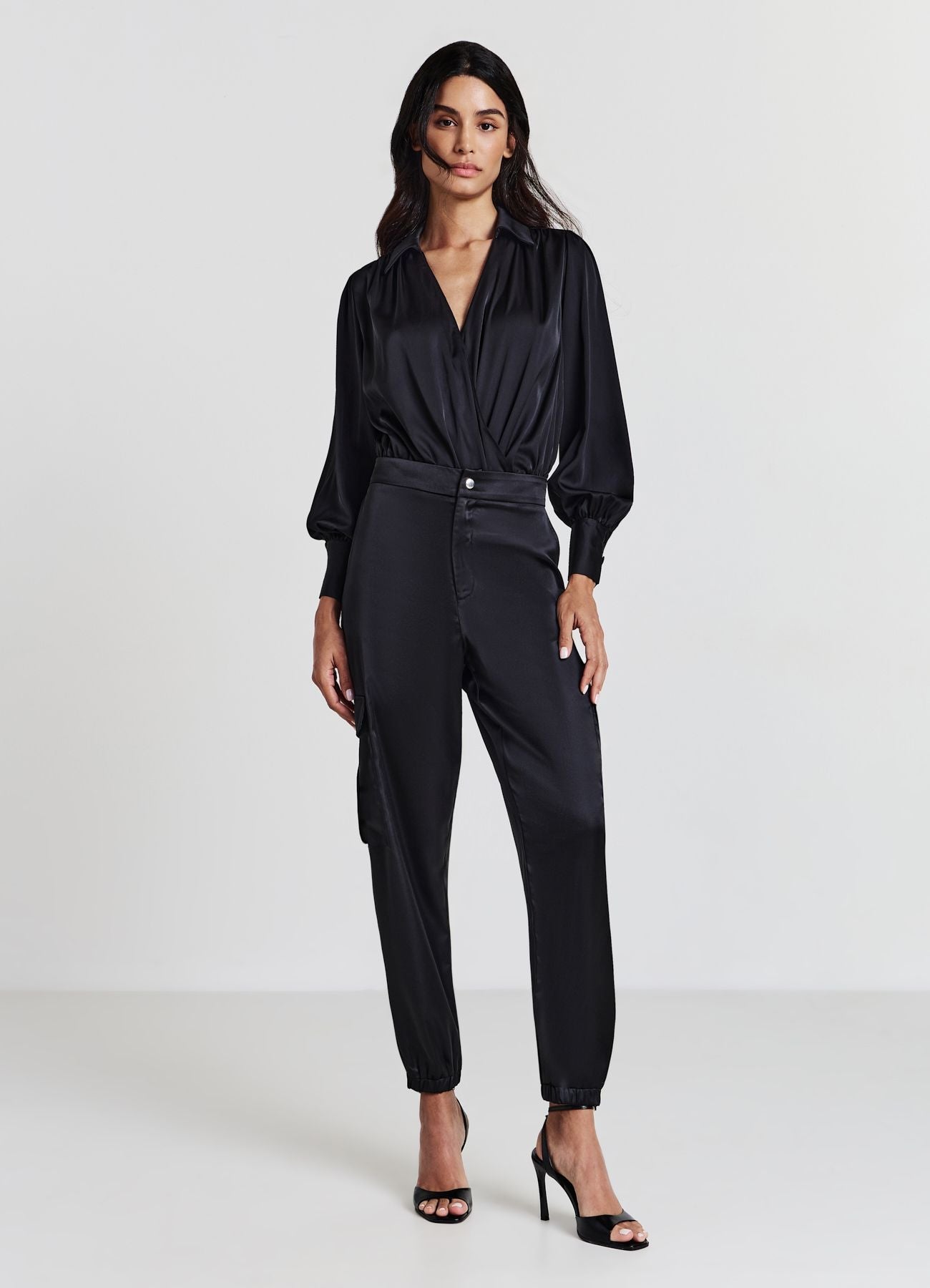 Pantaloni cargo similsatin