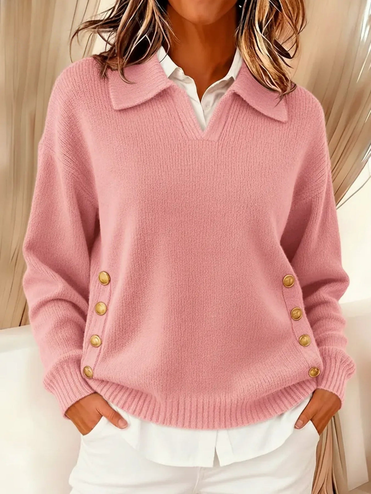 Antonietta | Maglione con Collo Polo e Bottoni