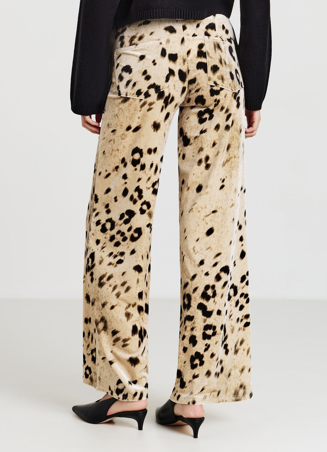 Pantaloni straight ciniglia animalier