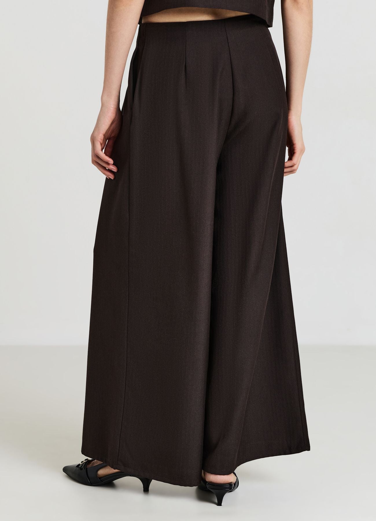 Pantaloni crop wide spinato