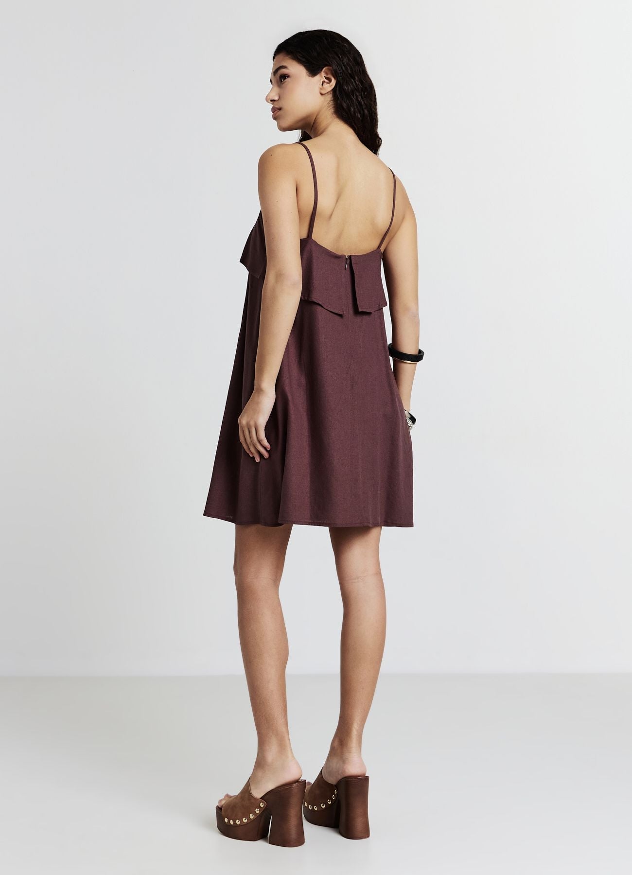 Vestito corto misto lino