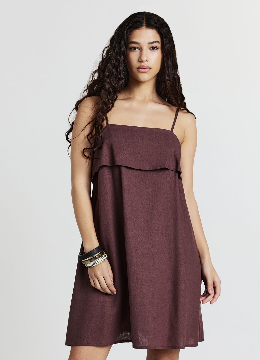 Vestito corto misto lino