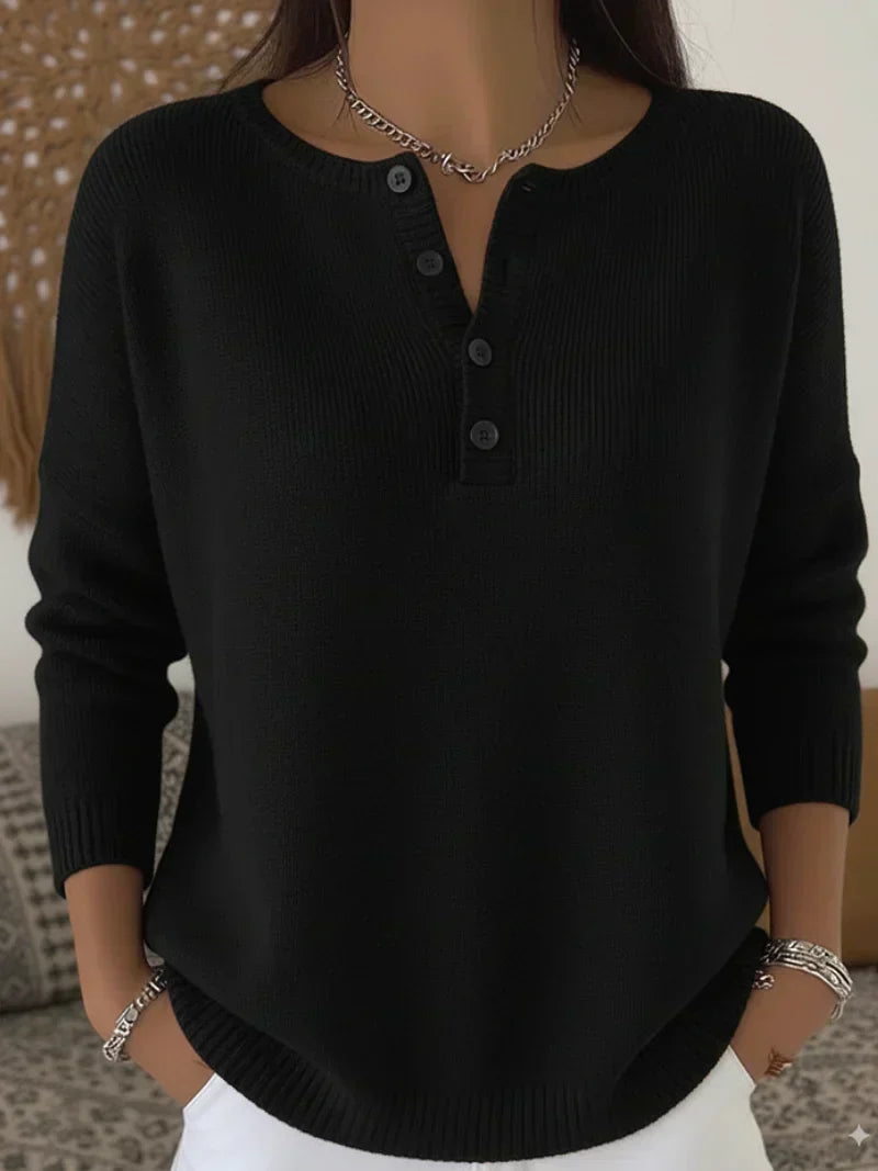 Helena | Maglione in Maglia con Bottoni Henley