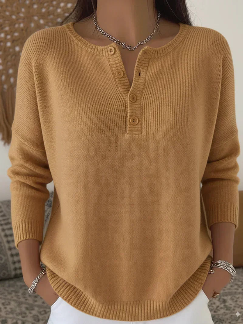 Helena | Maglione in Maglia con Bottoni Henley
