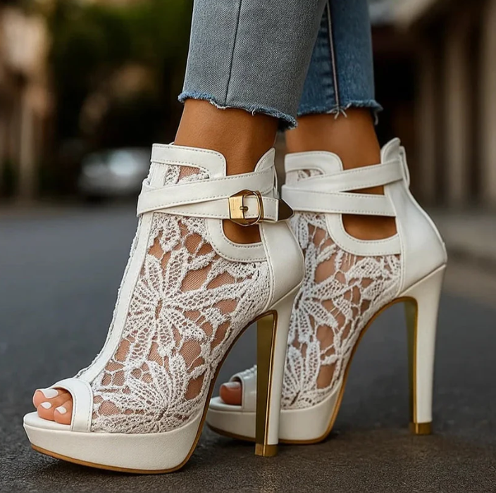 Carmen | Eleganti scarpe con tacco in pizzo