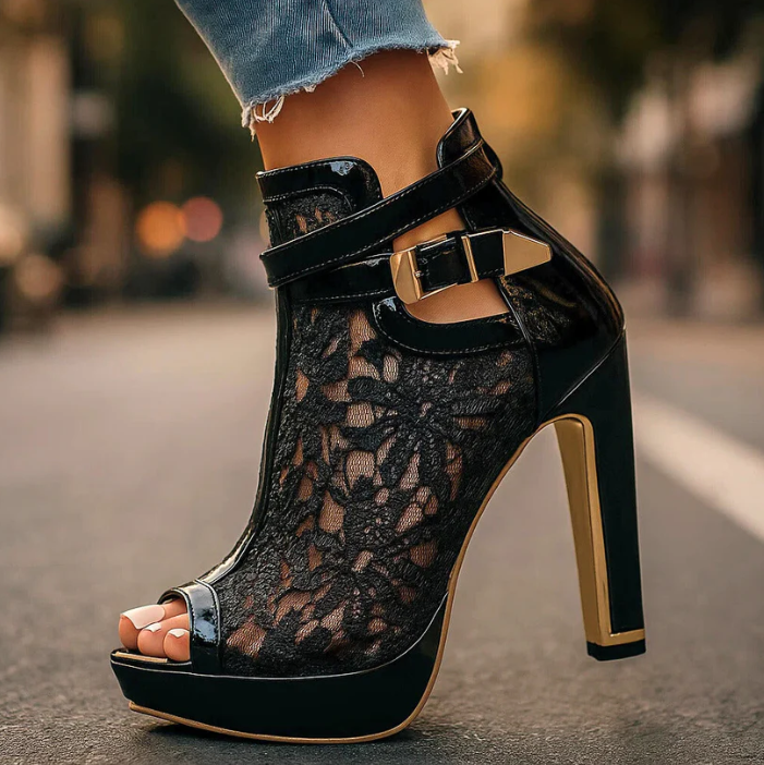 Carmen | Eleganti scarpe con tacco in pizzo