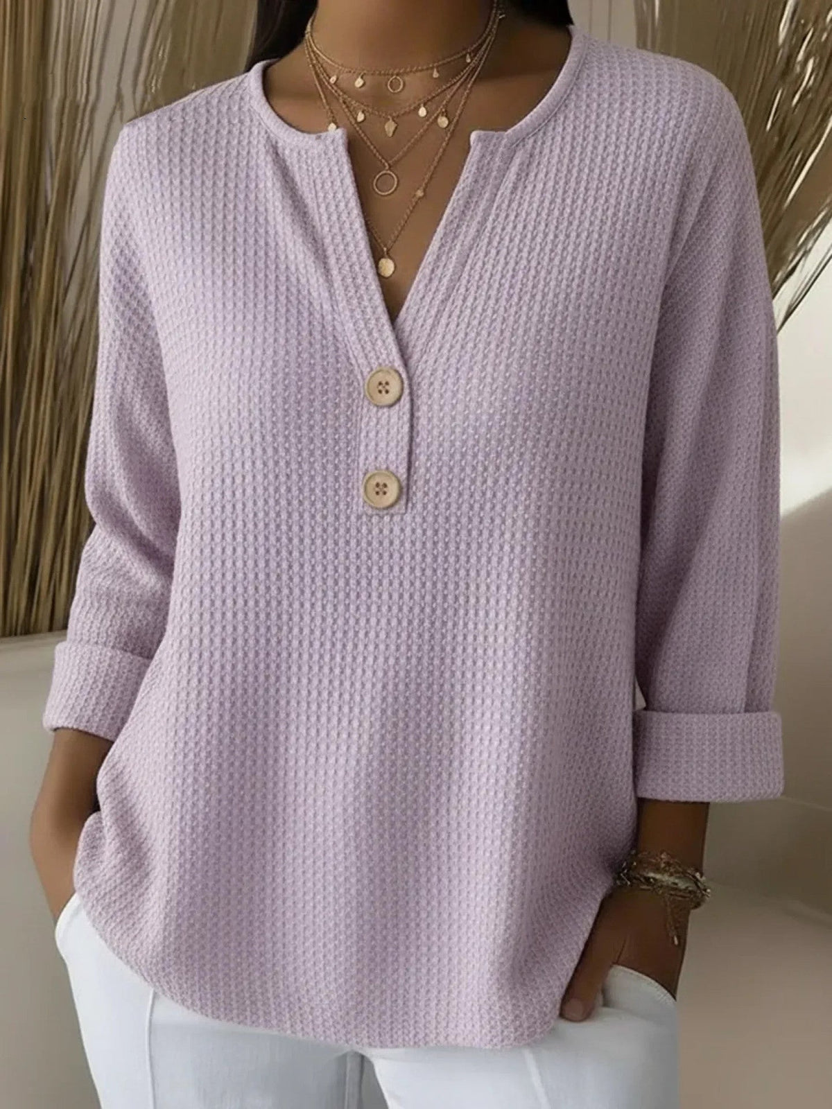 Amabile | Maglia Henley Goffrata con Bottoni