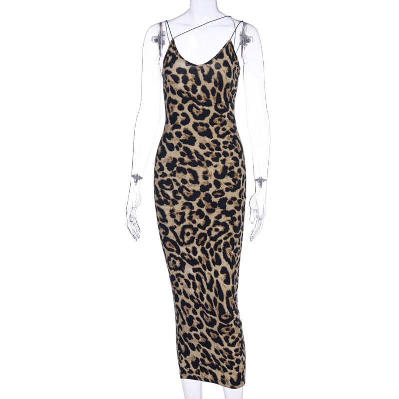 Abito midi con stampa leopardata