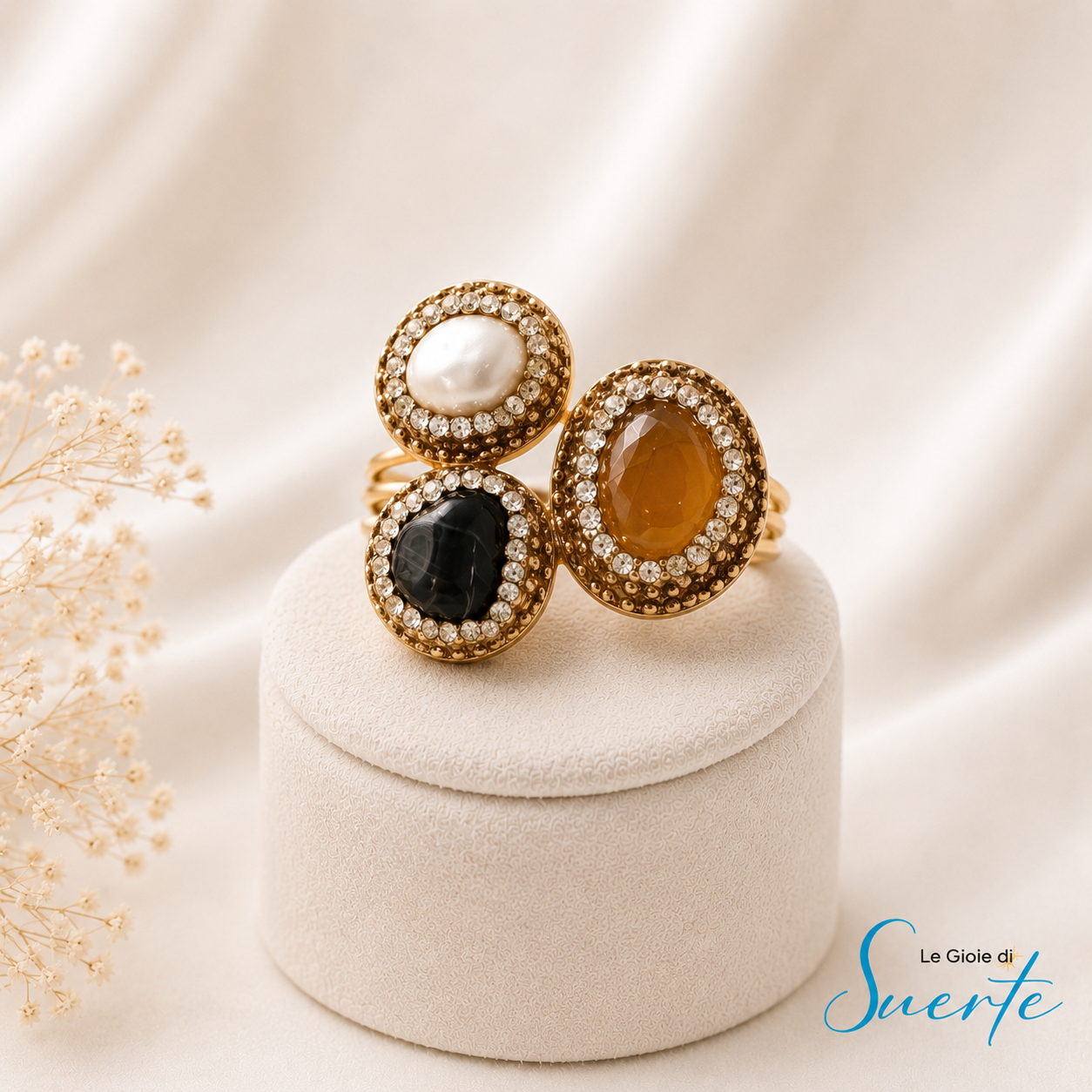 Anello Tris Gemme Royale