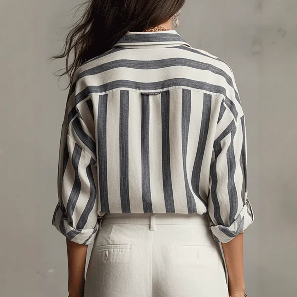 Camicia oversize a righe con bottoni