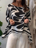 Top in chiffon stampato, taglio ampio, informale