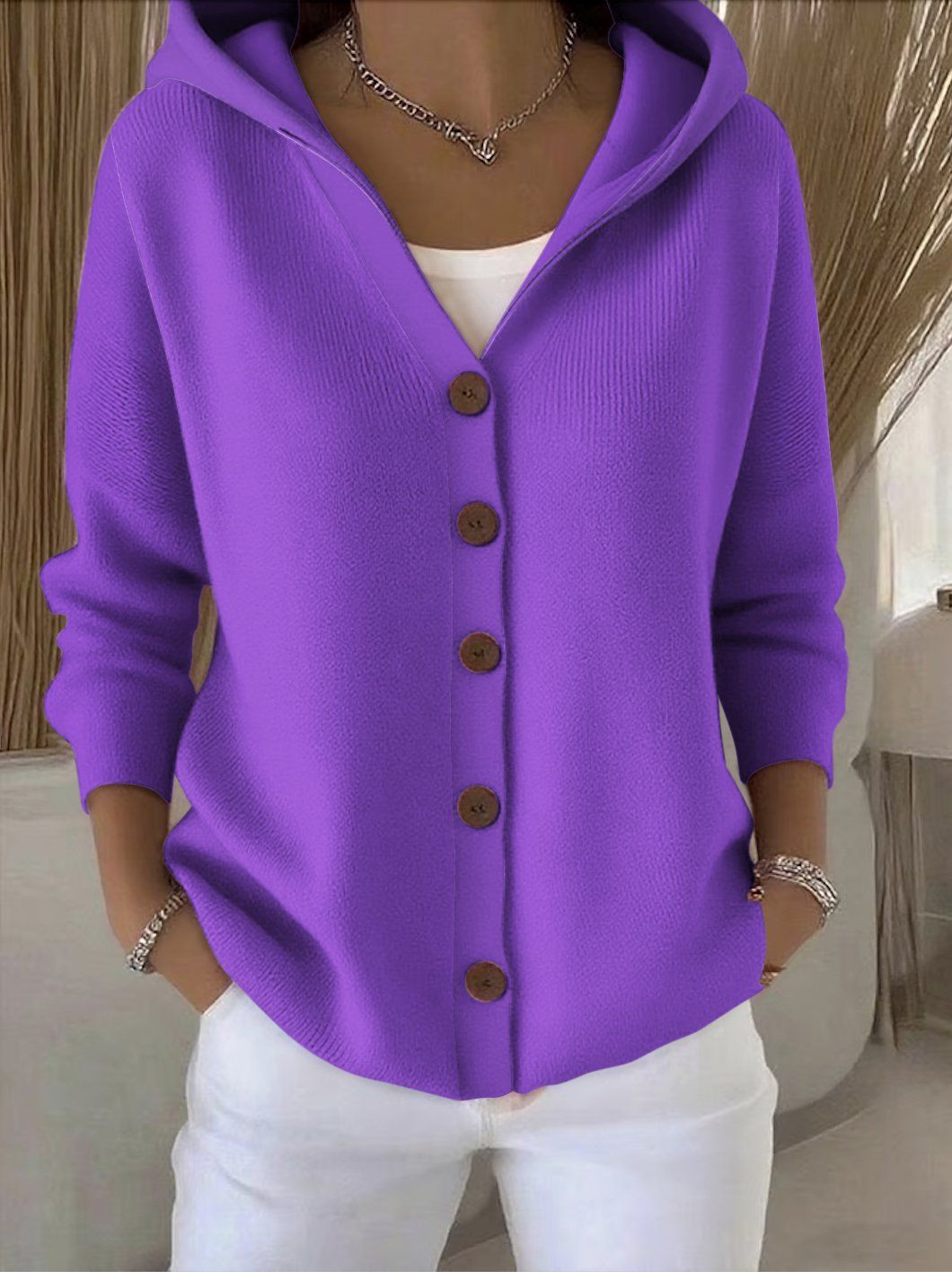 Concettina | Cardigan in Maglia con Cappuccio