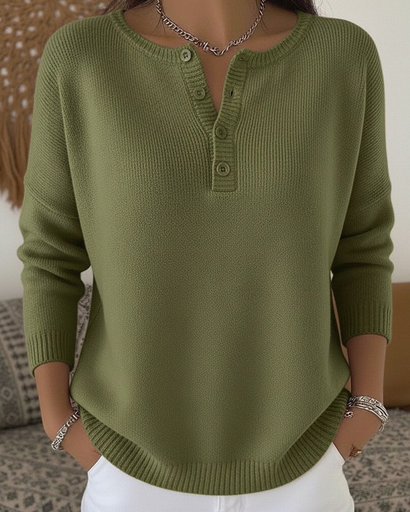 Helena | Maglione in Maglia con Bottoni Henley