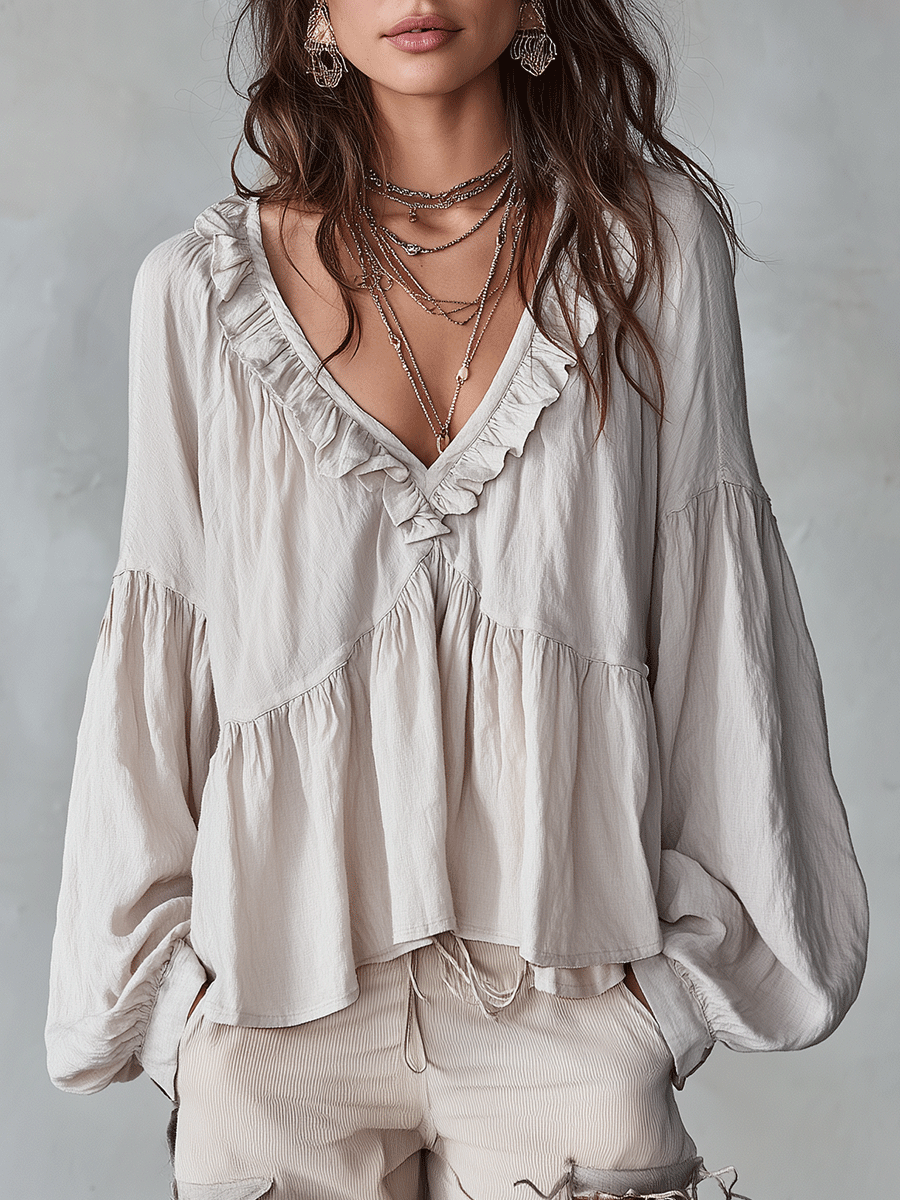 Camicetta bohemiana leggera ispirata al vintage
