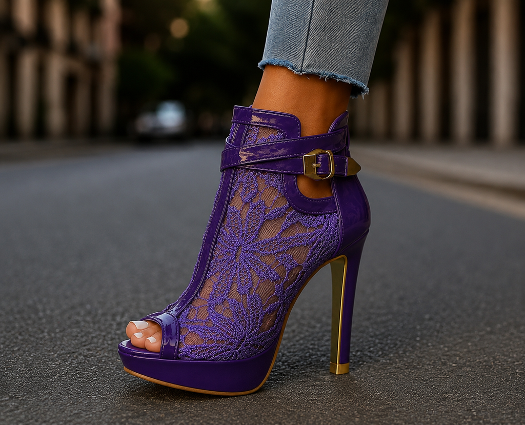 Carmen | Eleganti scarpe con tacco in pizzo