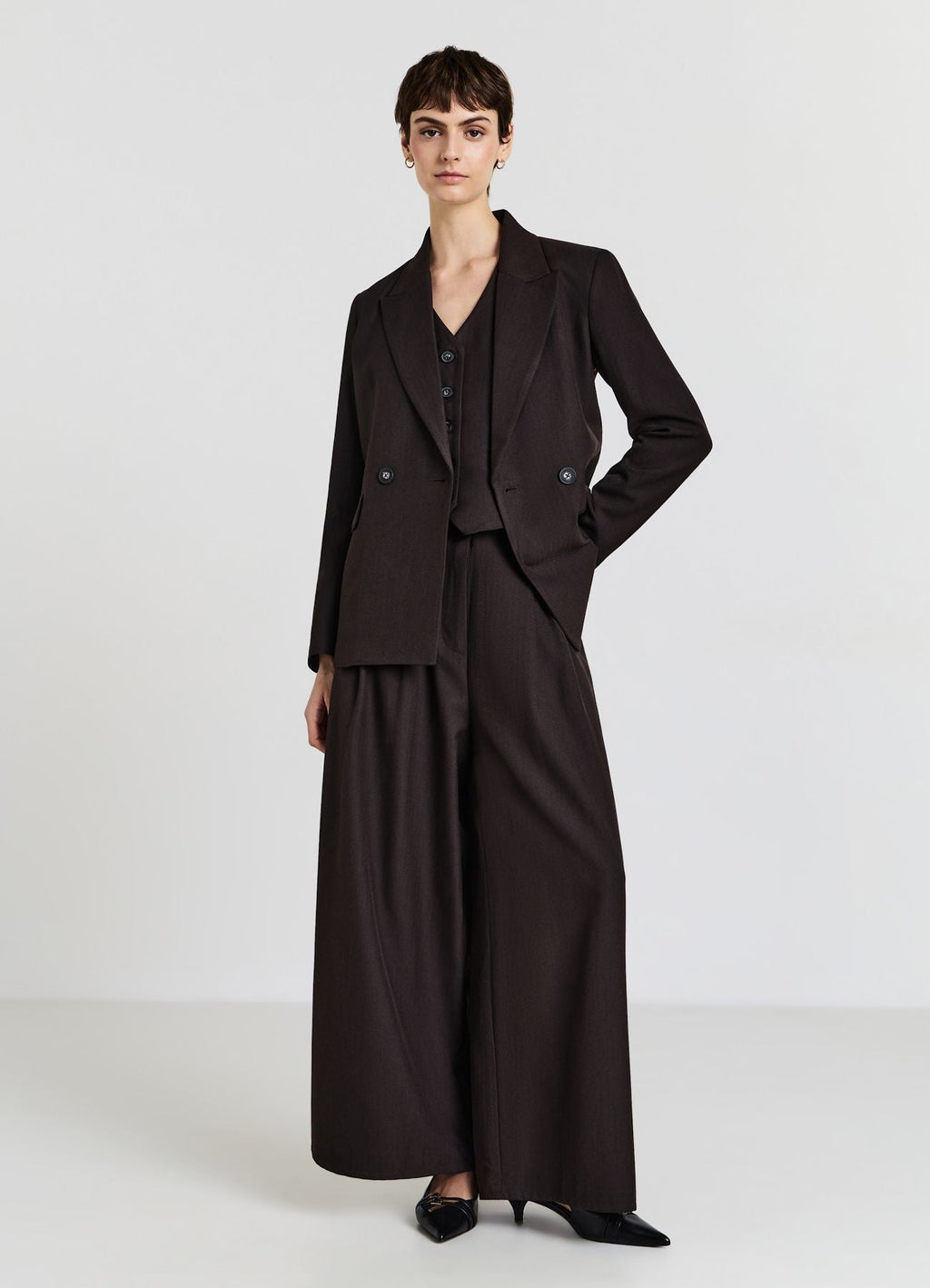 Pantaloni crop wide spinato