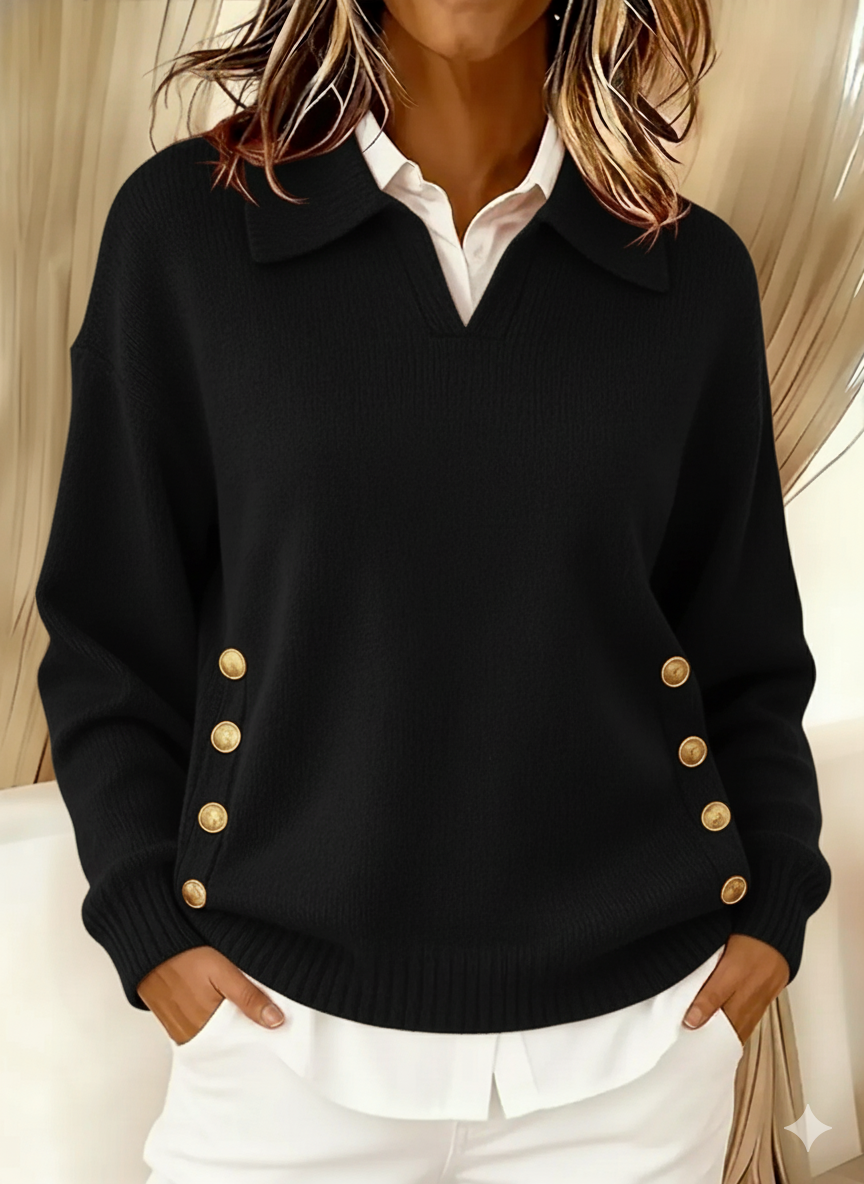 Antonietta | Maglione con Collo Polo e Bottoni