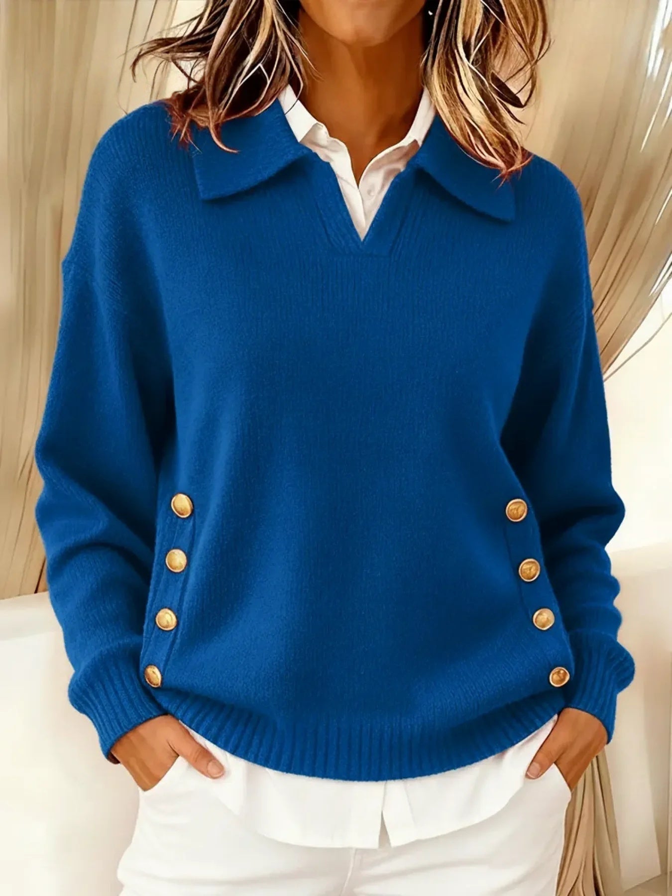 Antonietta | Maglione con Collo Polo e Bottoni